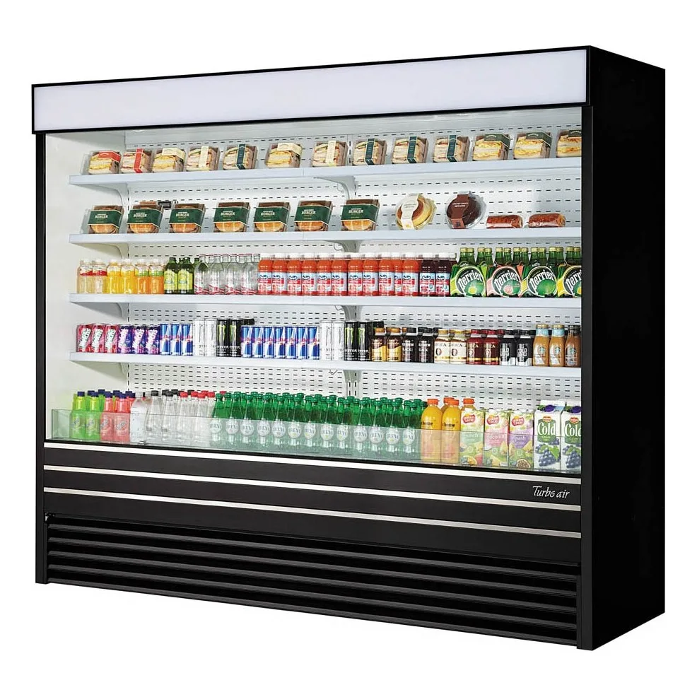 Turbo Air TOM-96EB-N 92″ Vertical Open Air Merchandiser in Black, Self-Contained, 4 Shelves, 45.2 cu. ft.