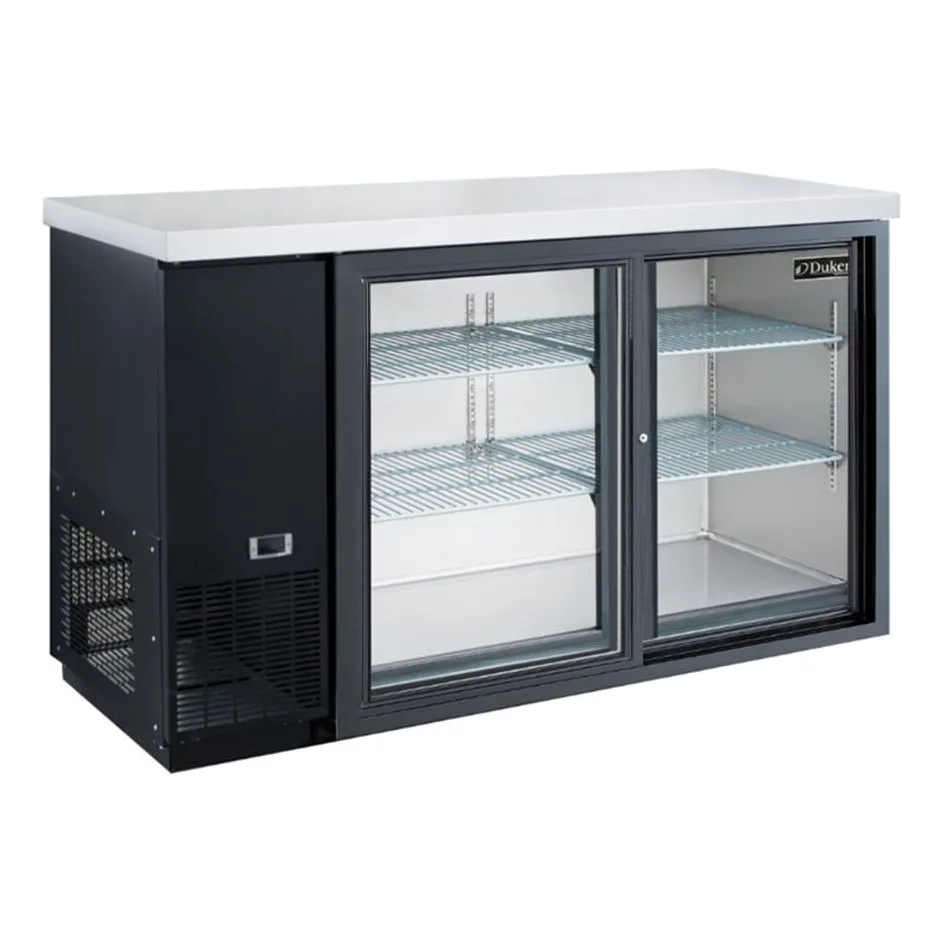Dukers DBB48-S2 49 1/4" Bar Refrigerator - 2 Sliding Glass Doors, Black, 115v