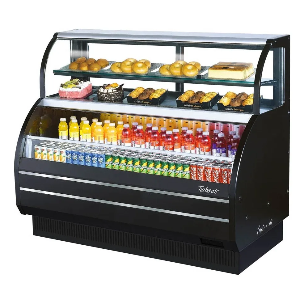 Turbo Air TOM-W-60SB-N 62″ Horizontal Combination Open Air Merchandiser in Black, Self-Contained, 2 Shelves, 7.0 top/10.7 bottom cu. ft.