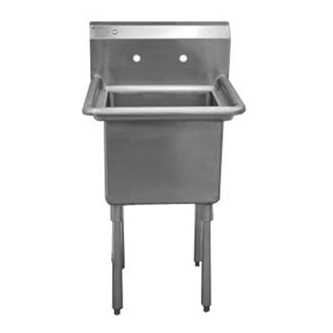 Serv-Ware 1CWPH1824 23″ One Compartment Sink, 18″W x 24″L Bowl Without Drainboards/16 Gauge