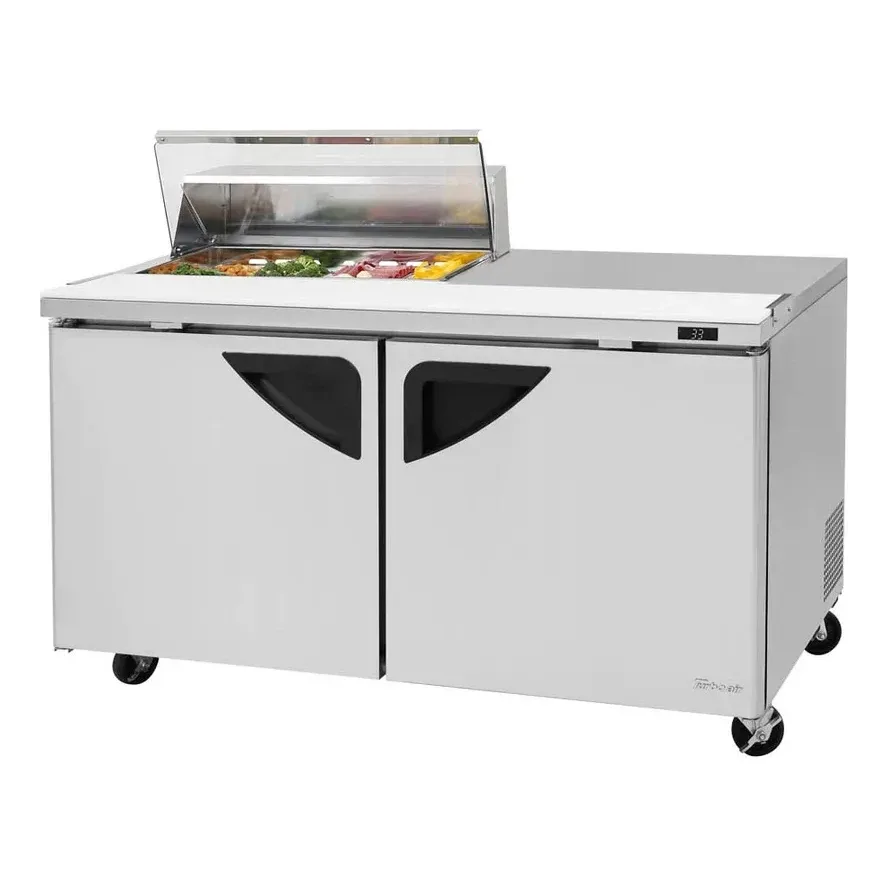 Turbo Air TST-60SD-08S-N-CL 60″ Two Section Sandwich / Salad Prep Table w/ 2 Doors, 8 Pans