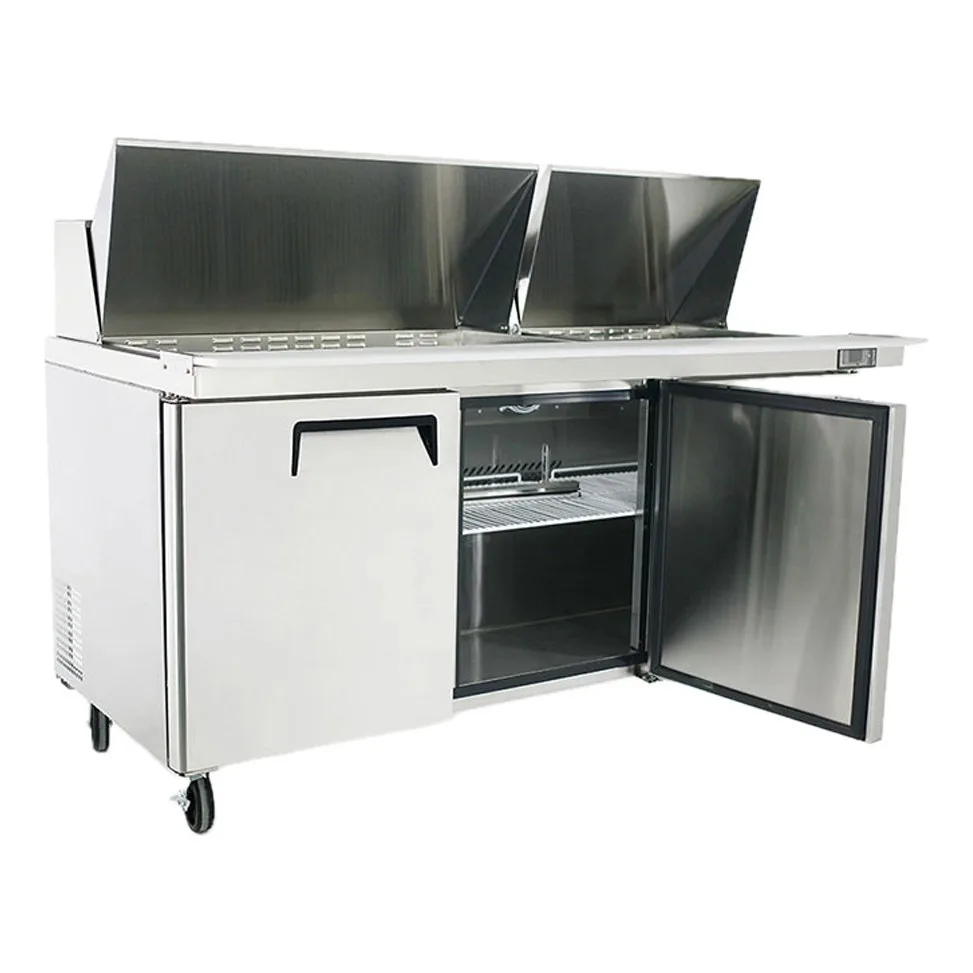 Atosa USA MSF8308GR 72“ Three Section Mega Top Sandwich/Salad Prep Table w/ 3 Doors, 30 Pans