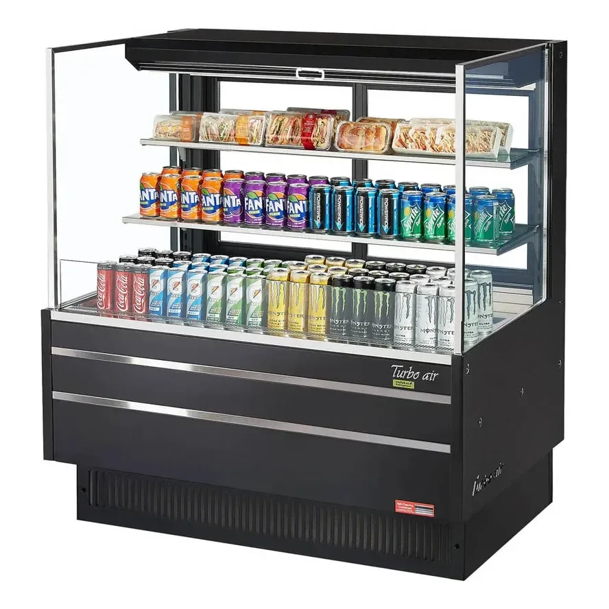Turbo Air TOM-48L-UFD-W(B)-3S-N 46″ Horizontal Open Air Merchandiser, Specify Exterior, Self-Contained, 2 Shelves, w/ Rear Doors, 6.3 cu. ft.
