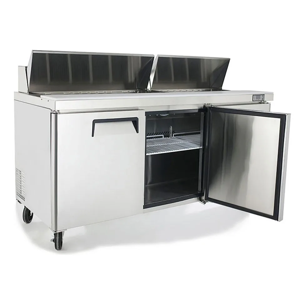 Atosa USA MSF8304GR 72“ Three Section Sandwich / Salad Prep Table w/ 3 Doors, 18 Pans