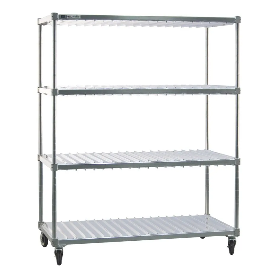 New Age 96087 Mobile Heavy Duty Aluminum Tray Drying Rack with 3 Tray Levels 