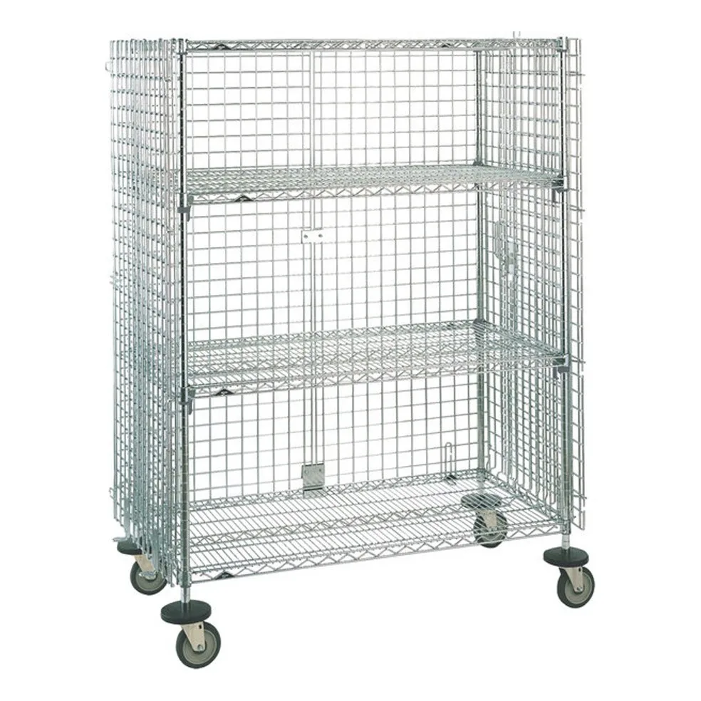 Metro SEC33ECQ QwikSLOT Mobile Chrome Security Shelving Unit, 40-3/4" x 21-1/2" x 68-1/2"