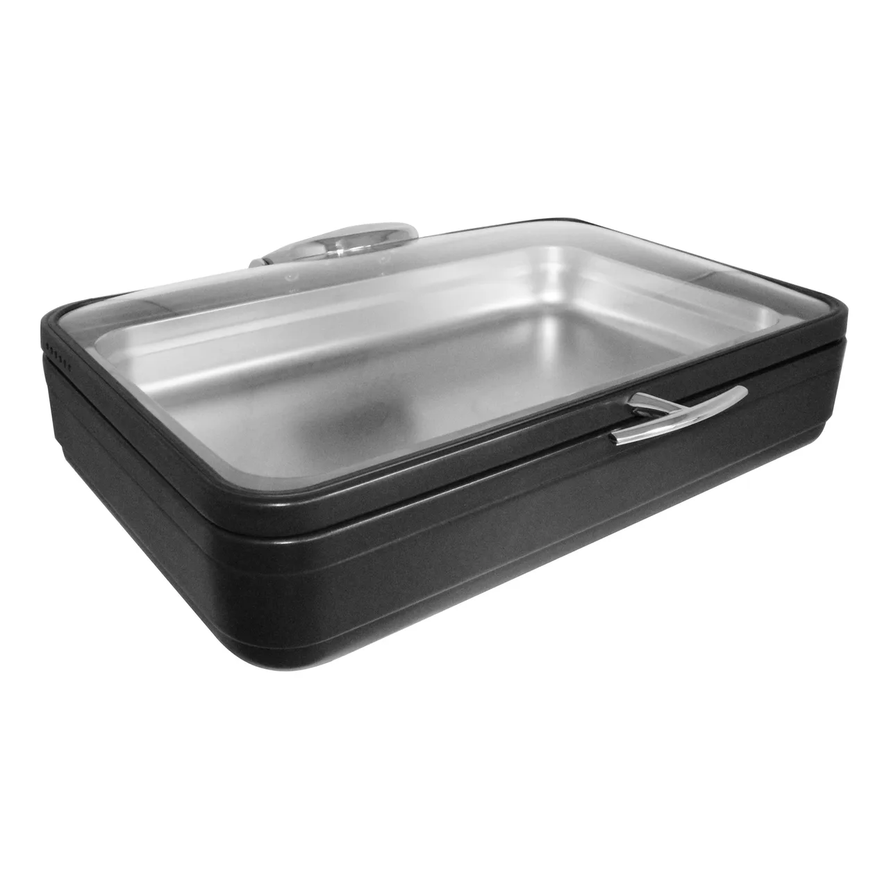 Spring USA 2571-8/11 Induction Chafer 10 qt Rect Stl Ti, Glass Cover, Canned 22.5"W×17.75"D×6.9"H