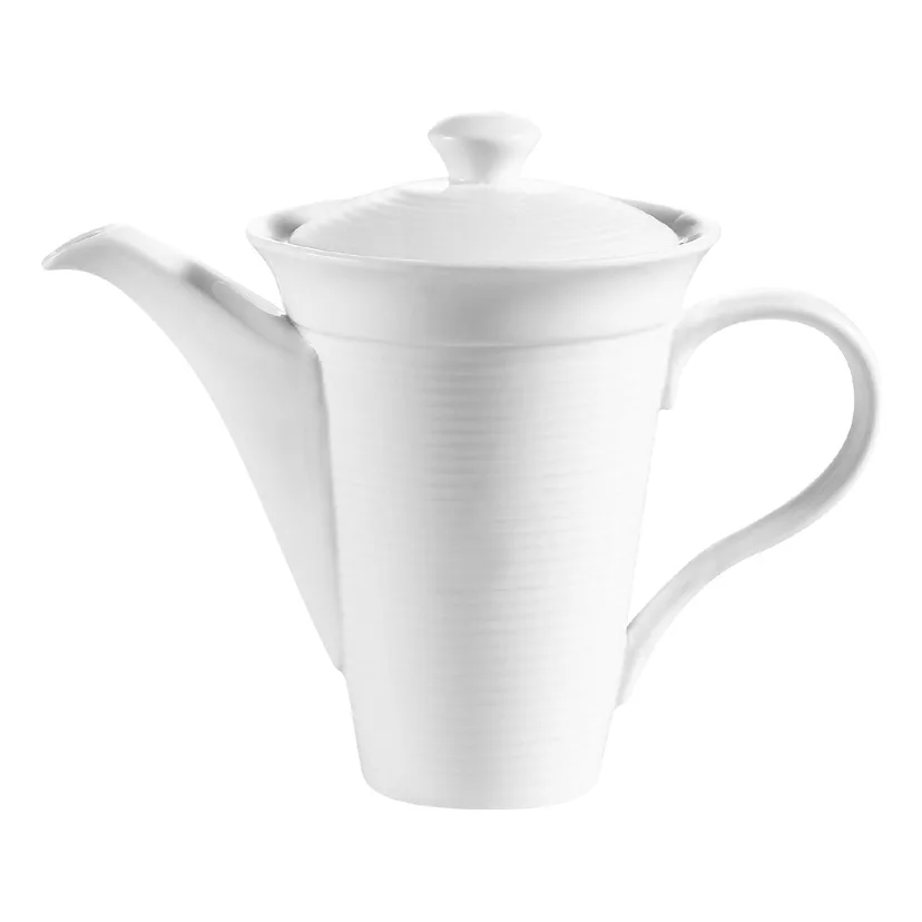 CACChina HMY-TPW13 Harmony Teapot, 13 Oz., 7-1/2"L x 4-1/4"W x 6"H, Round, Porcelain, White, 1 Dozen