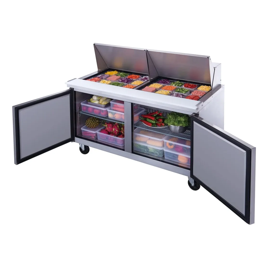 Dukers DSP60-24M-S2 60 1/8" Sandwich/Salad Prep Table w/ Refrigerated Base, 115v