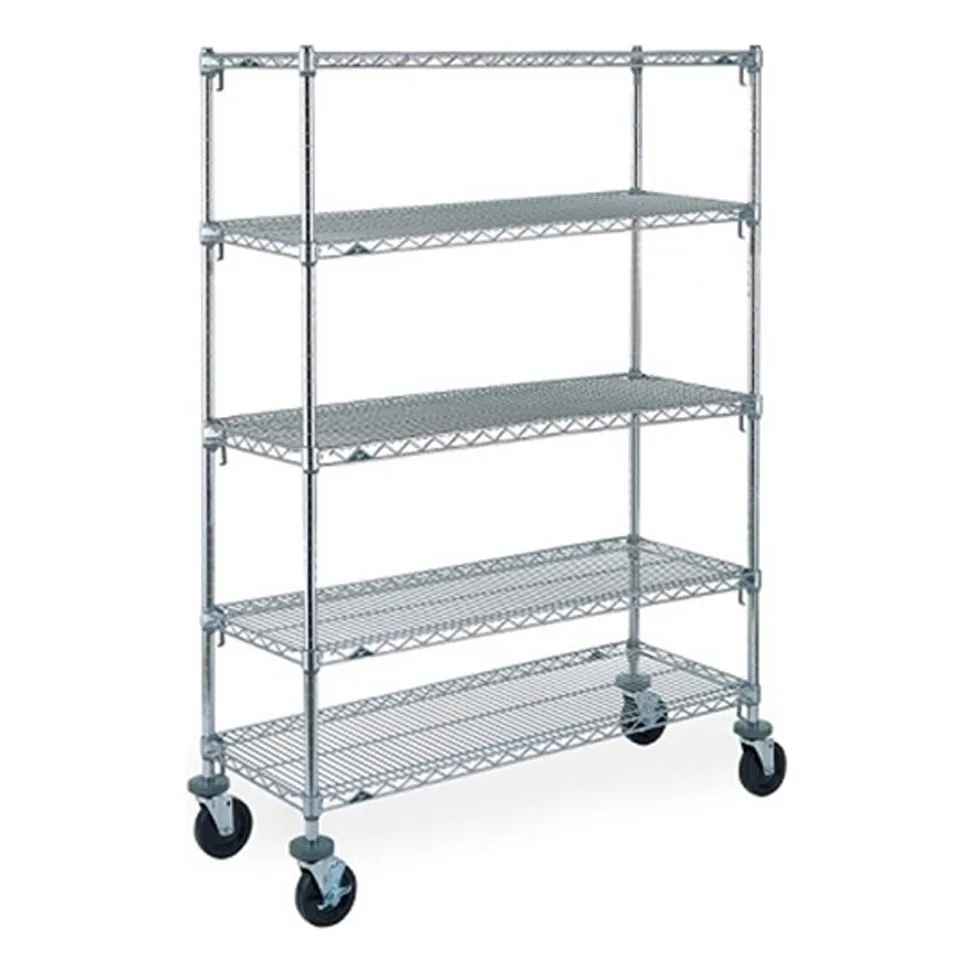 Metro A566EC Super Adjustable Super Erecta® Mobile 4 Tier Stem Caster Cart - 60" x 24" - 69"