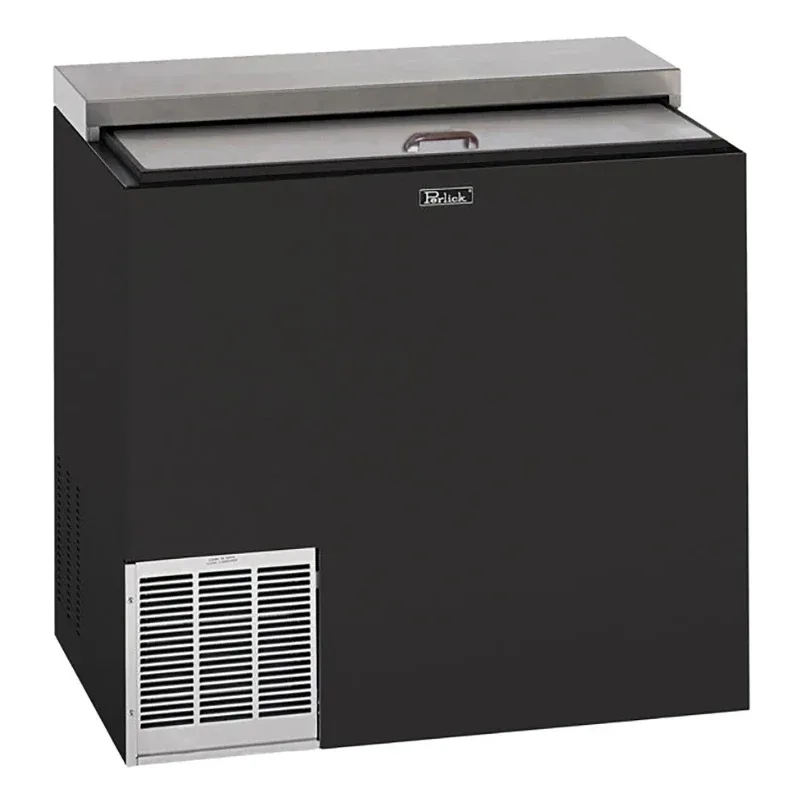 Perlick BC36RT-3 36″ Forced Air Bottle Cooler – Holds (117) 12 oz Bottles, Lid Locks, Black, 120v