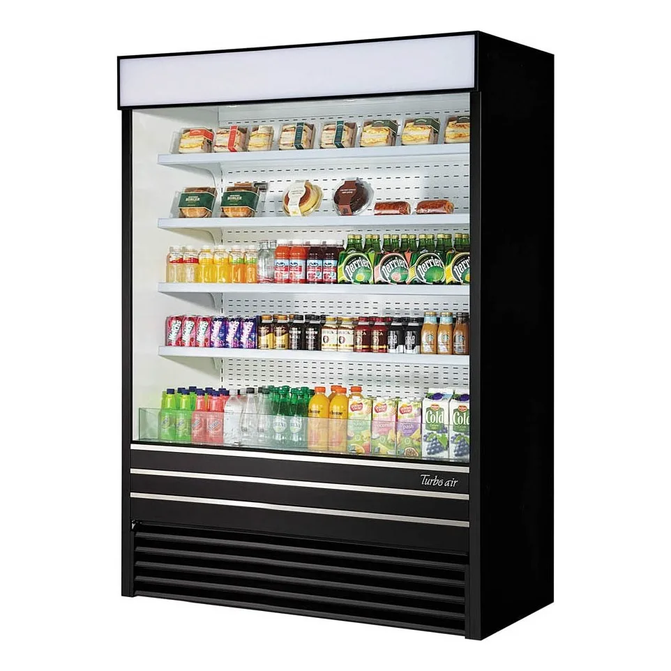 Turbo Air TOM-60EB-N 60″ Vertical Open Air Merchandiser in Black, Self-Contained, 4 Shelves, 28.6 cu. ft.