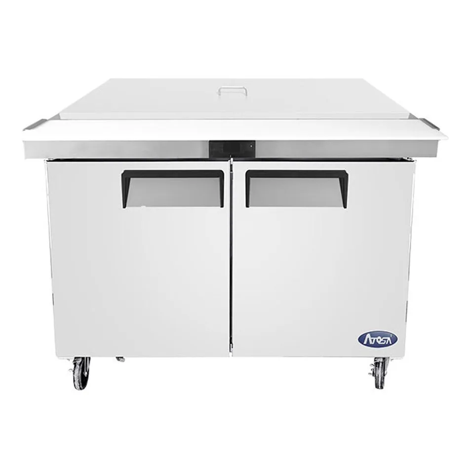 Atosa USA MSF8306GR-NTCV 48" 2-Door Mega Top Sandwich and Salad Prep Table, 18 Pans, Stainless Steel