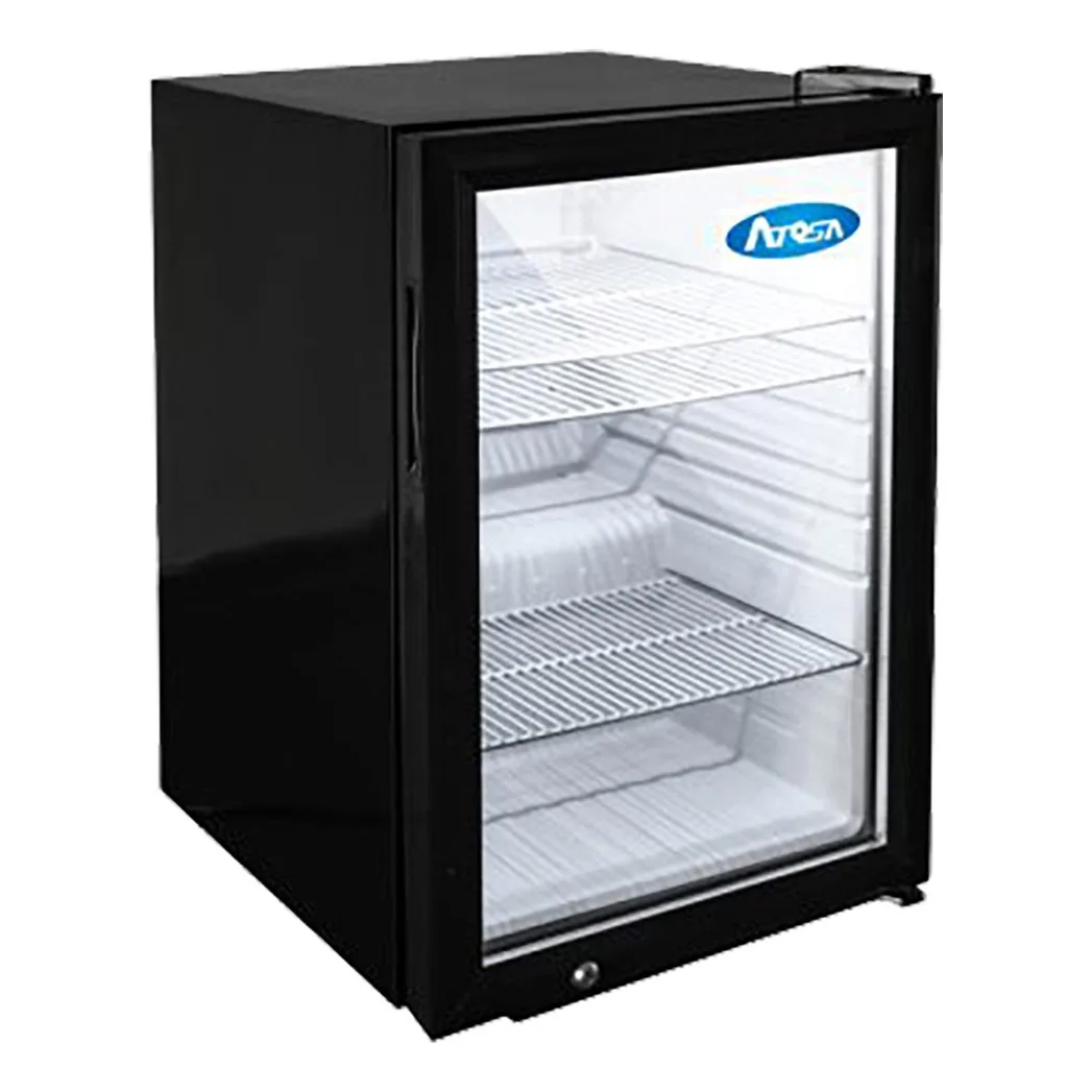 Atosa USA CTD-3 17" Countertop Merchandiser Refrigerator in Black, One Glass Door with Lock, 1/10 hp, 2.4 cu. ft.