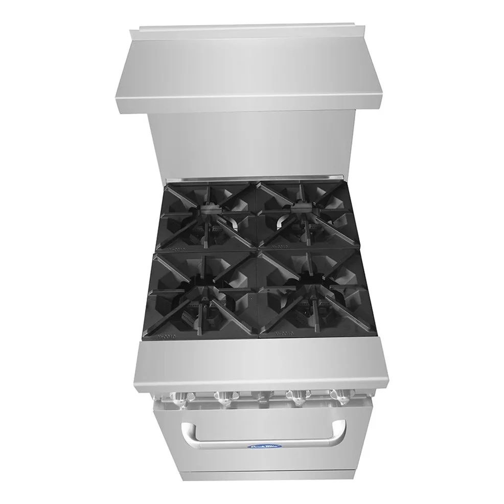 Atosa USA AGR-4B-NG 24“ Natural Gas Restaurant Range with (4) Open Burners, 152.000 BTU 