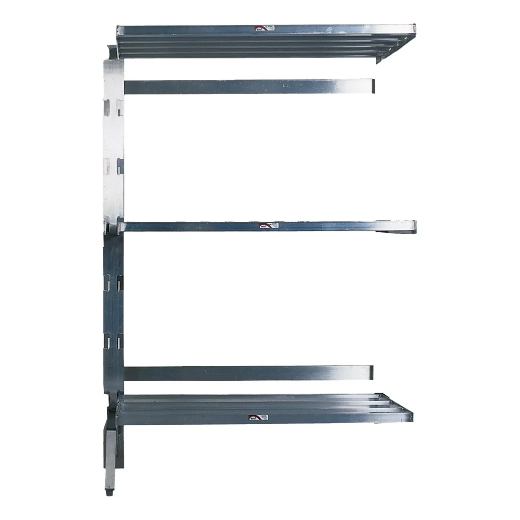 Winholt SCAS-2136-4-AU 4-Shelf Aluminum Cantilevered Tubular Add-On Shelving Unit - 21" x 36"