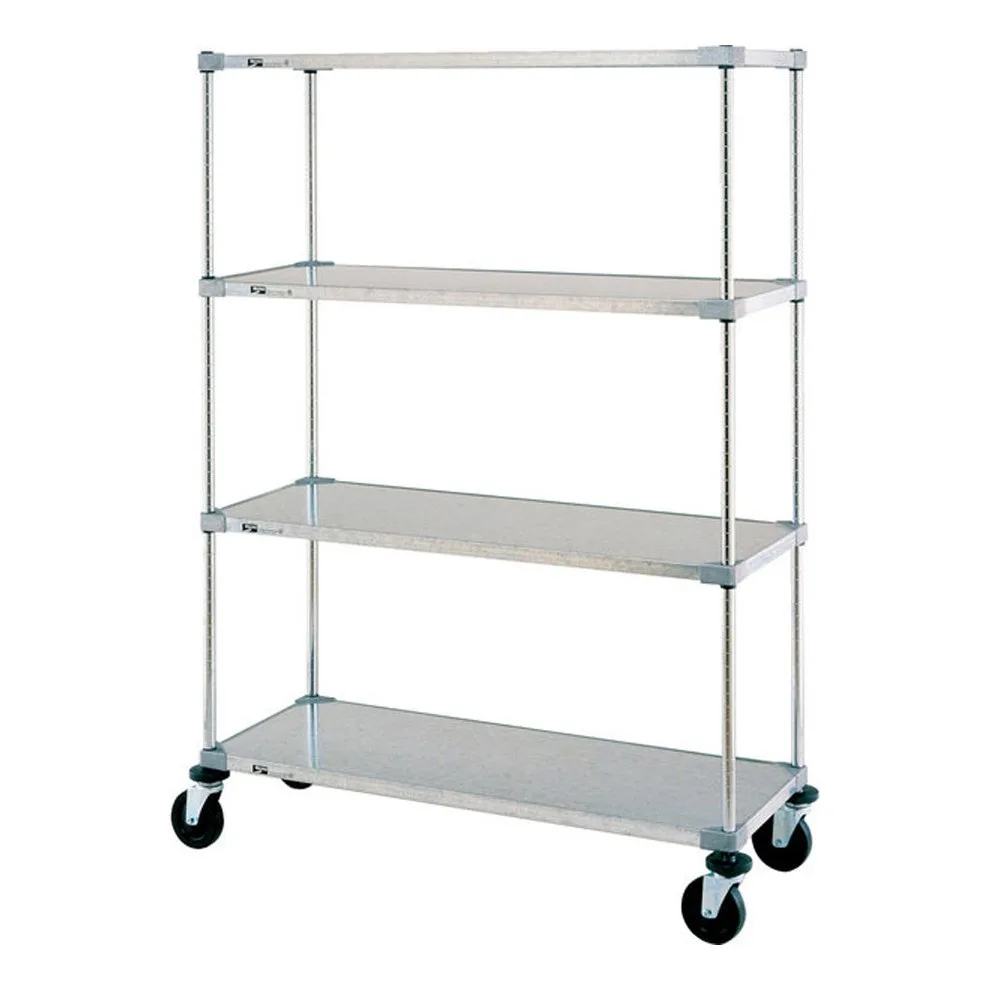 Metro F536EG Super Erecta® Galvanized 4-Shelf Solid Shelving Stem Caster Cart - 24" x 36" x 68"