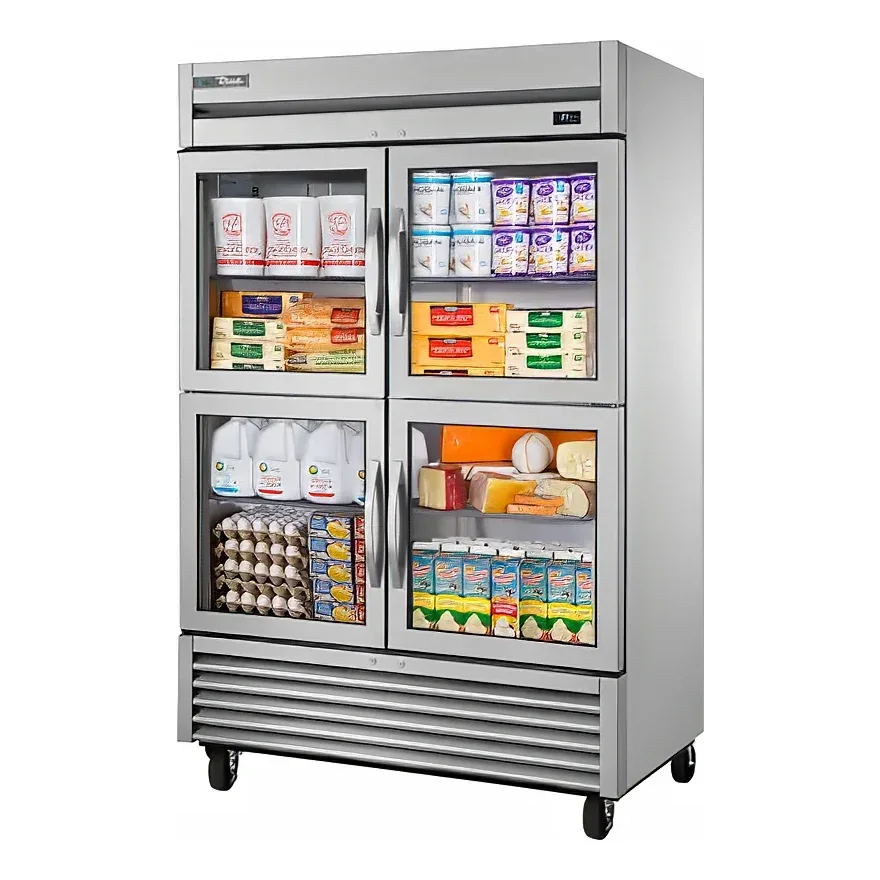 True TS-49G-4-HC~FGD01 54 1/10″ Two Section Reach In Refrigerator, (4) Left/Right Hinge Glass Doors, 115v