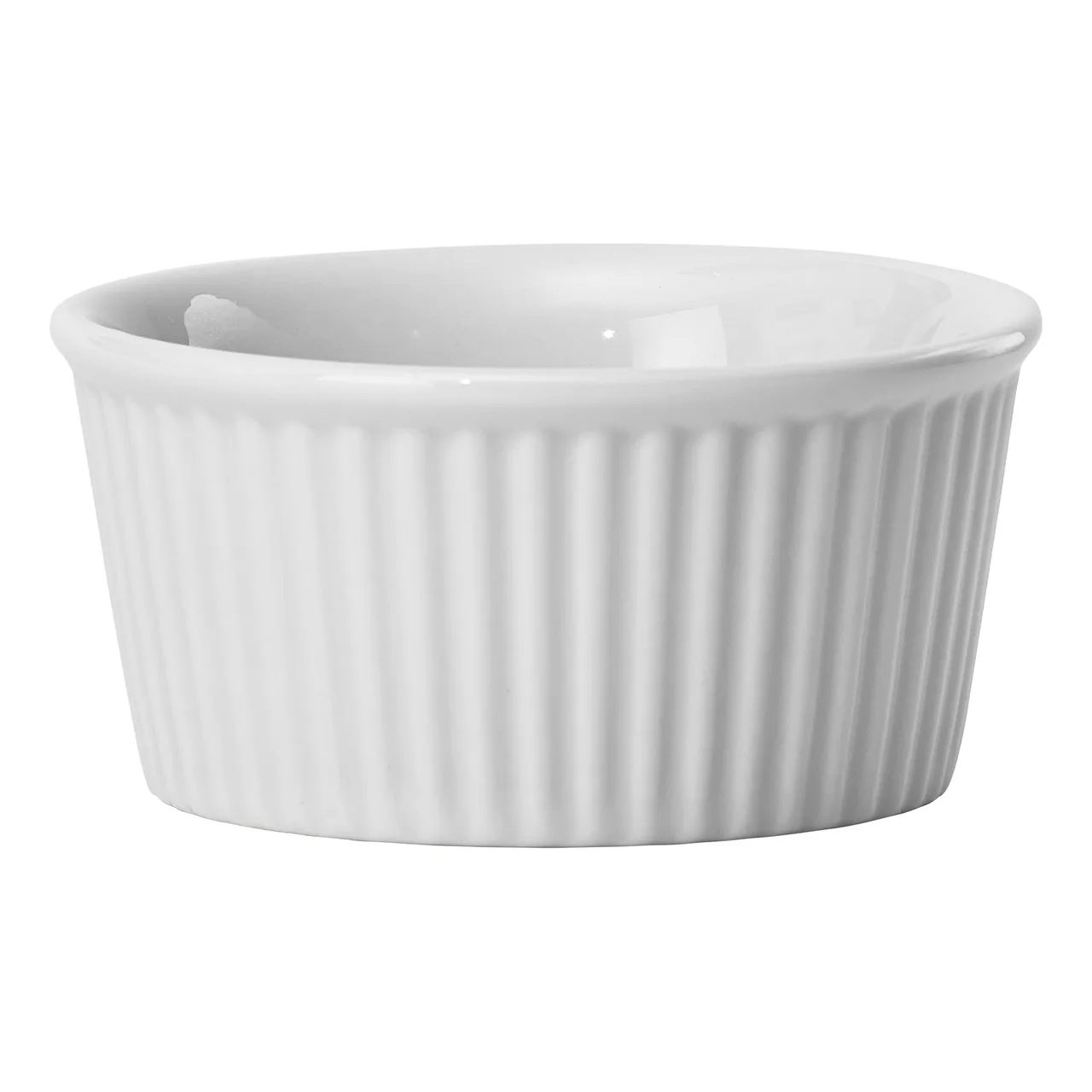 Winco FRR-6 Ramekin, 6 oz., 3-1/2" Dia x 1-3/4" H, Round Fluted Porcelain, White - 1 Dozen