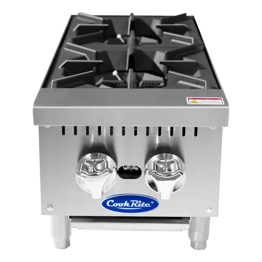 Atosa USA ACHP-2 12" Countertop Gas Hotplate with Manual Controls, 2 Burners