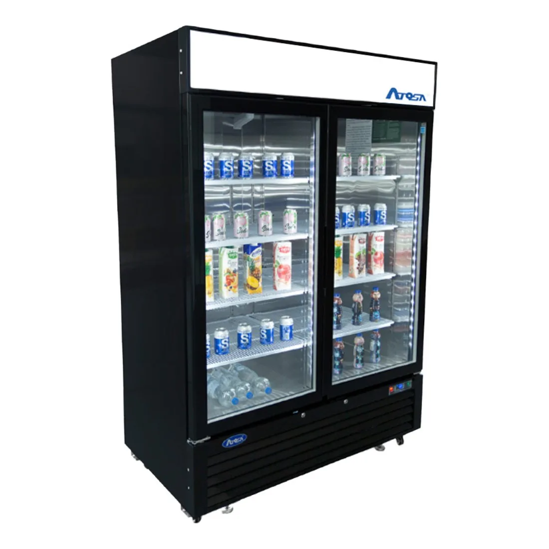 Atosa USA MCF8727GR 54“ Two Section Merchandiser Refrigerator with 2 Sliding Glass Door, 44.9 cu. ft.