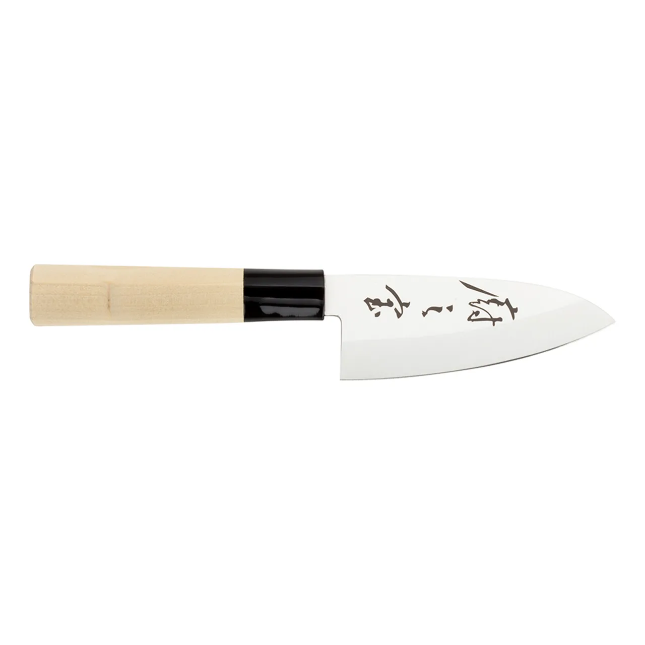 Mercer M24204 - Asian Deba Knife, 4" Stamped Carbon Steel Blade, Single Edge 6°/15° Cut, Wood Handle