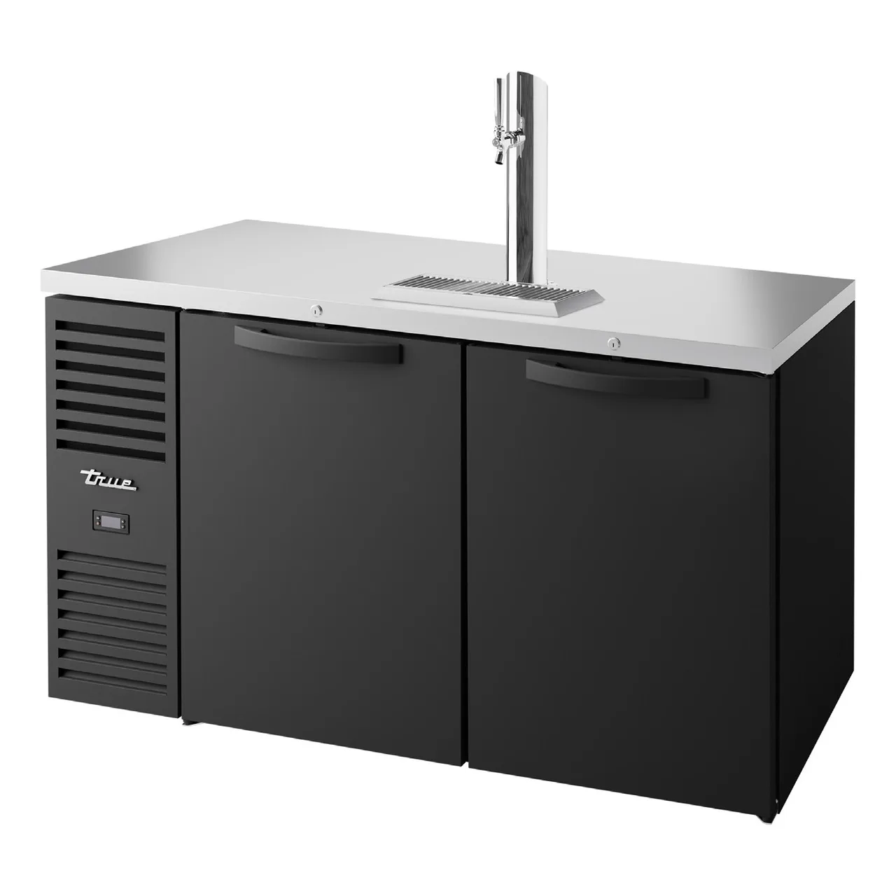 True TDR60-RISZ1-L-B-SS-1 60″ Two Section Black Solid Door Draft Beer Cooler, 120 Volts