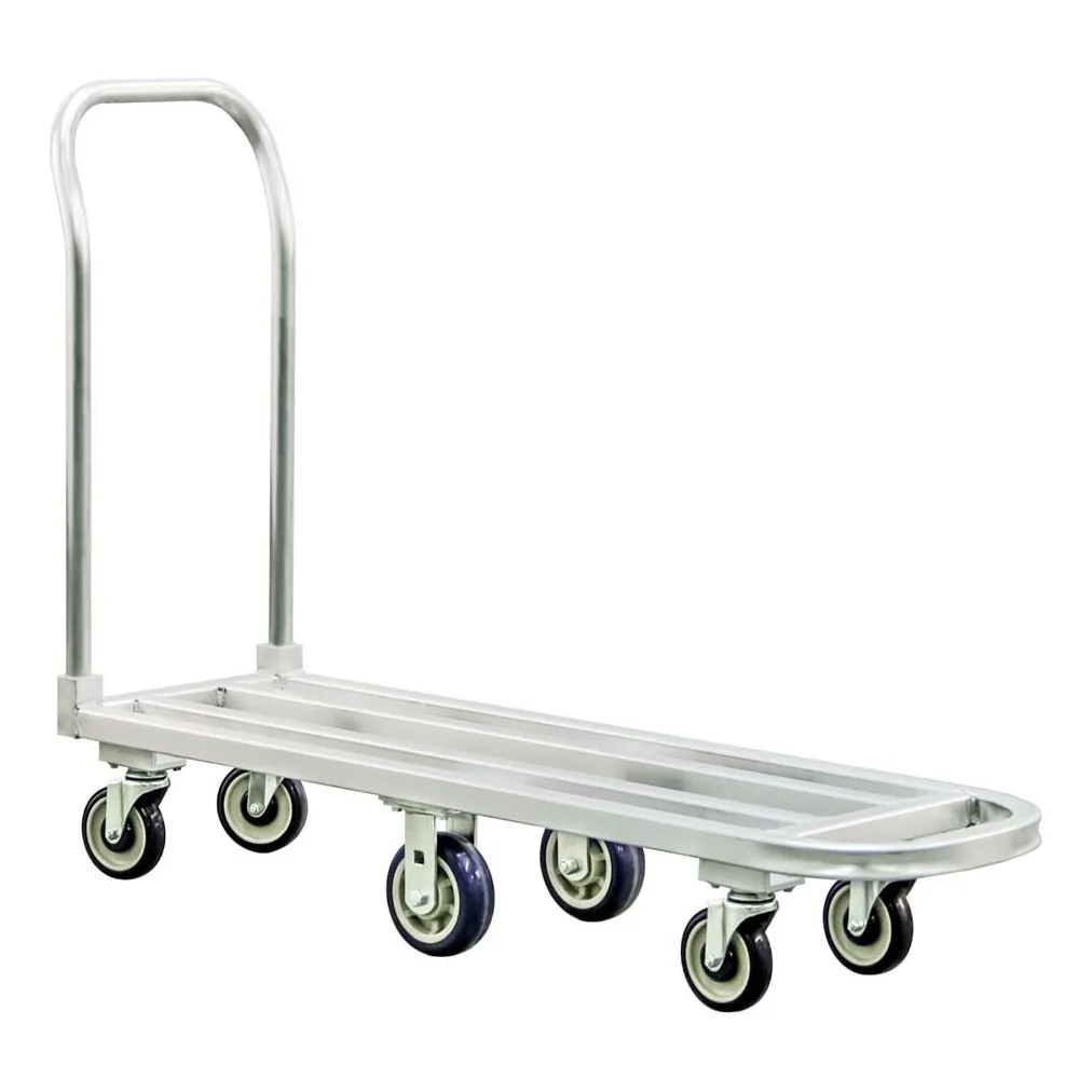 New Age 1183 Welded Aluminum Low Boy Platform Truck, 56.5x16x9.125, 1000 lbs, NSF, Removable Handle