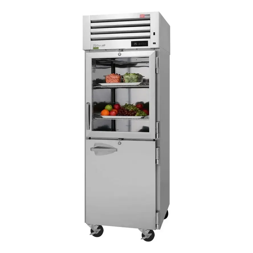 Turbo Air PRO-26R-GSH-N 28″ One Section Reach-In Refrigerator w/ Glass & Solid Half Door, Top Mount, Stainless Steel, 25 cu. ft.