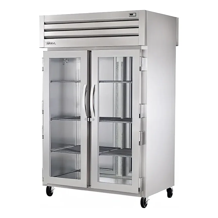 True STR2RPT-2G-2S-HC 52 3/5″ Two Section Pass Thru Refrigerator, (2) Glass Doors, (2) Solid Doors, Left/Right Hinge, 115v