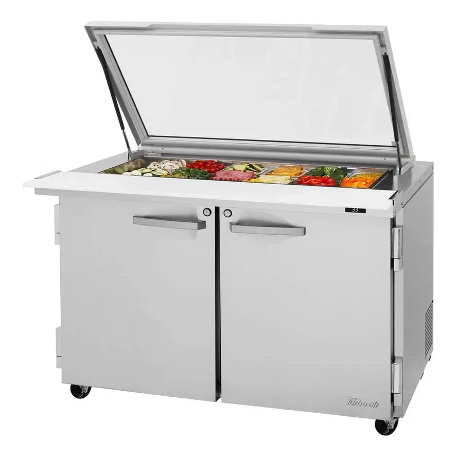 Turbo Air PST-48-18-N-GL 48″ Mega Top Sandwich/Salad Prep Table w/ 2 Doors, 18 Pans