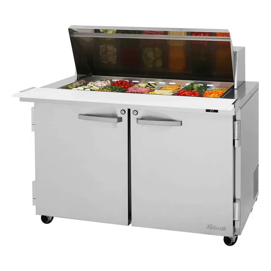 Turbo Air PST-48-18-N 48″ Mega Top Sandwich/Salad Prep Table w/ 2 Doors, 18 Pans