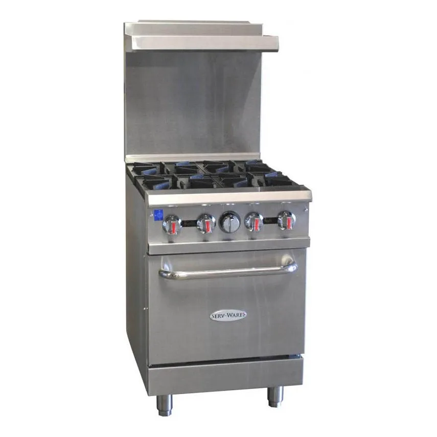 Serv-Ware 24″ 4 Burner Gas Restaurant Range with Standard Oven