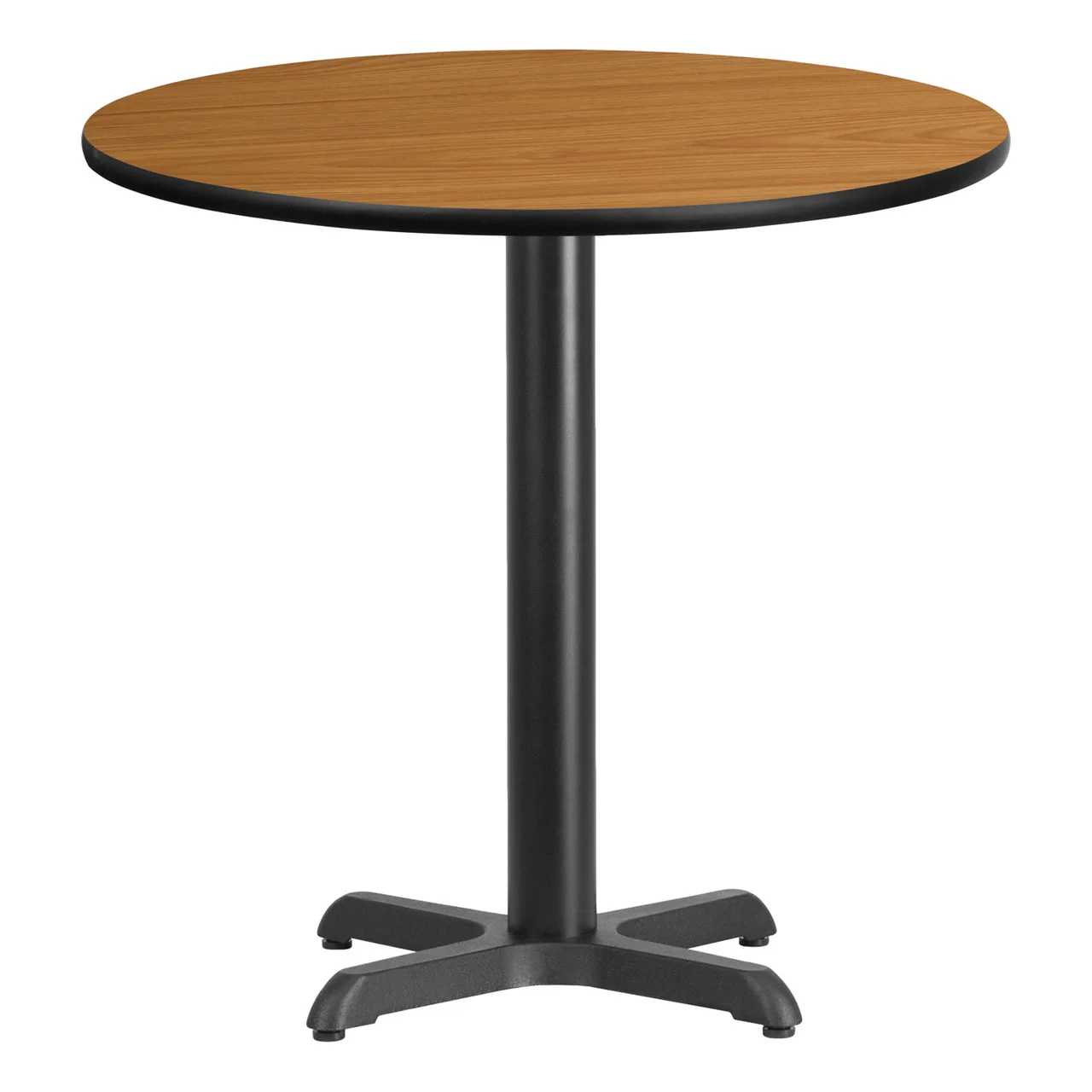 Flash Furniture XU-RD-30-NATTB-T2222-GG 30" Round Pedestal Dining Table, Natural Laminate Top, Black PVC Edge, 31-1/8"H