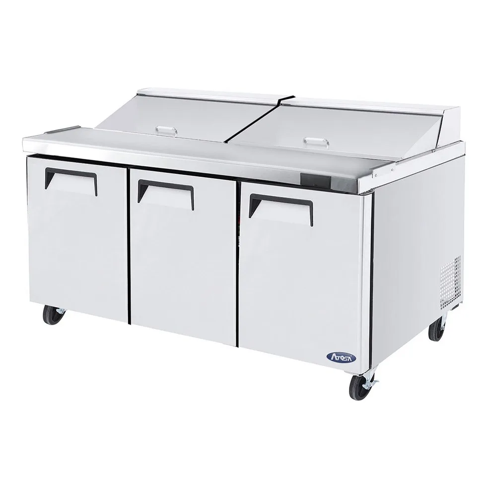 Atosa USA MSF8304GR 72“ Three Section Sandwich / Salad Prep Table w/ 3 Doors, 18 Pans
