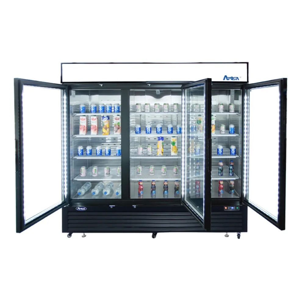 Atosa USA MCF8724GR 81“ 3-Section Merchandiser Refrigerator w/ 3 Swing Glass Door, 69.5 cu. ft.