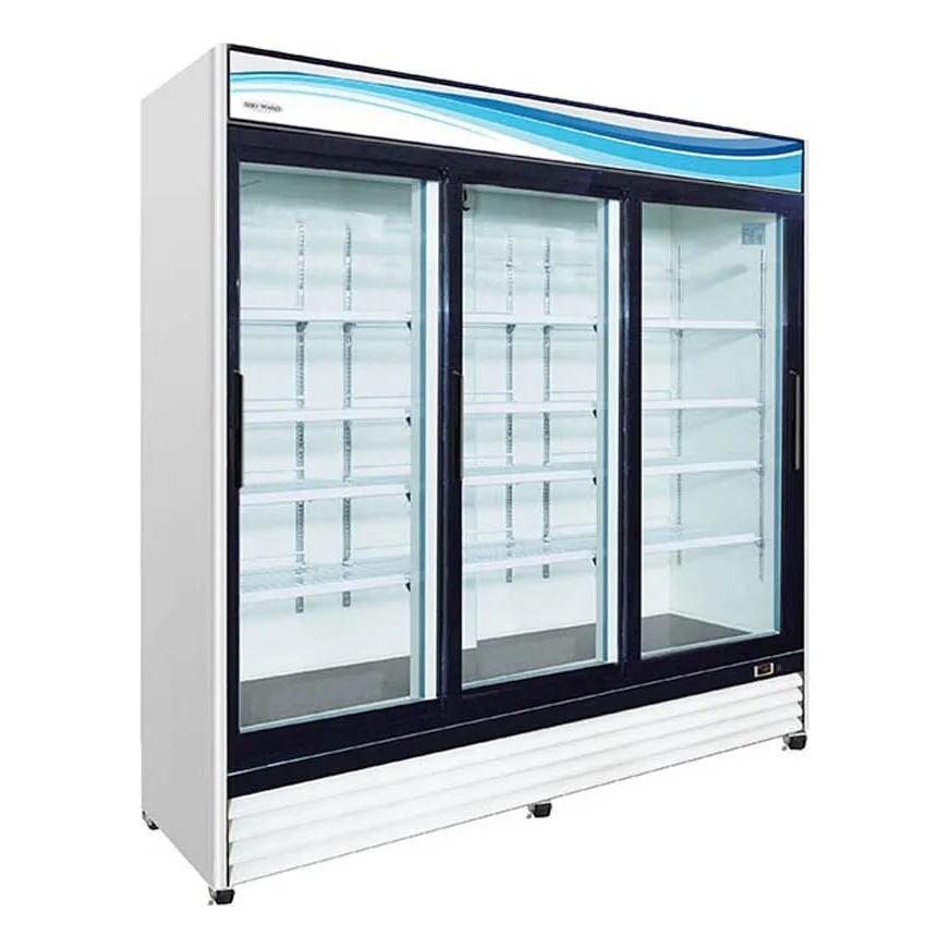 Serv-Ware GR72S-HC 81″ Three Section Merchandiser Refrigerator with Sliding Glass Door