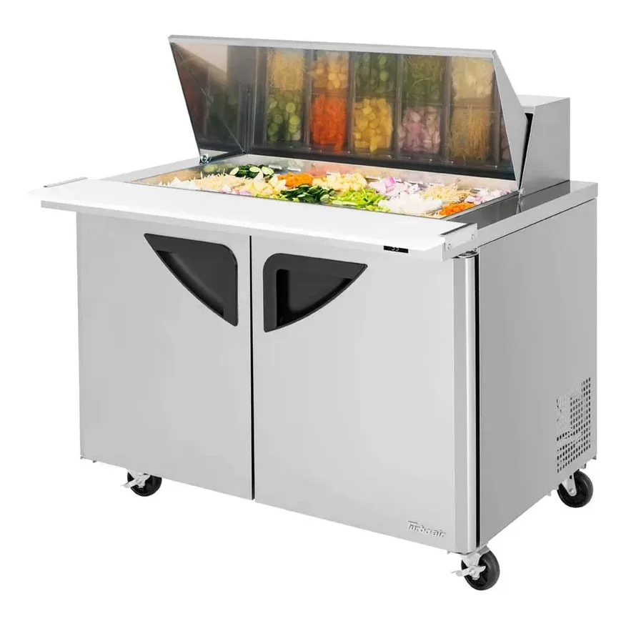 Turbo Air TST-48SD-12-N 48″ Two Section Sandwich / Salad Prep Table w/ 2 Doors, 12 Pans