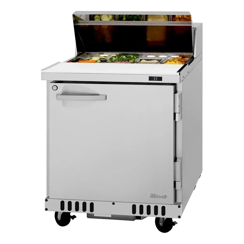 Turbo Air PST-28-FB-N(-L) 27″ One Section Sandwich / Salad Prep Table w/ 1 Door, 8 Pans
