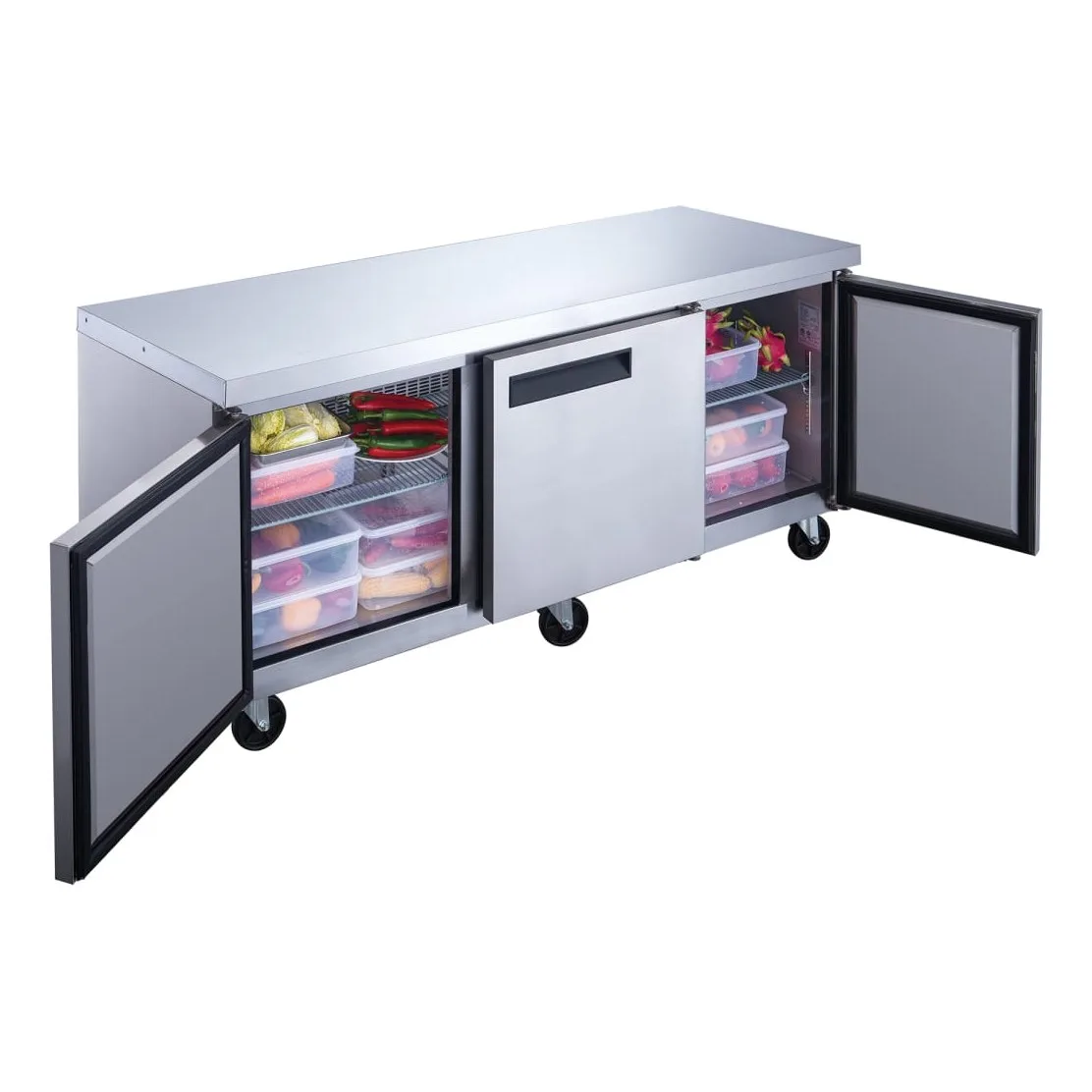 Dukers DUC72R 72 1/2" Undercounter Refrigerator w/ (3) Sections & (3) Doors, 115v