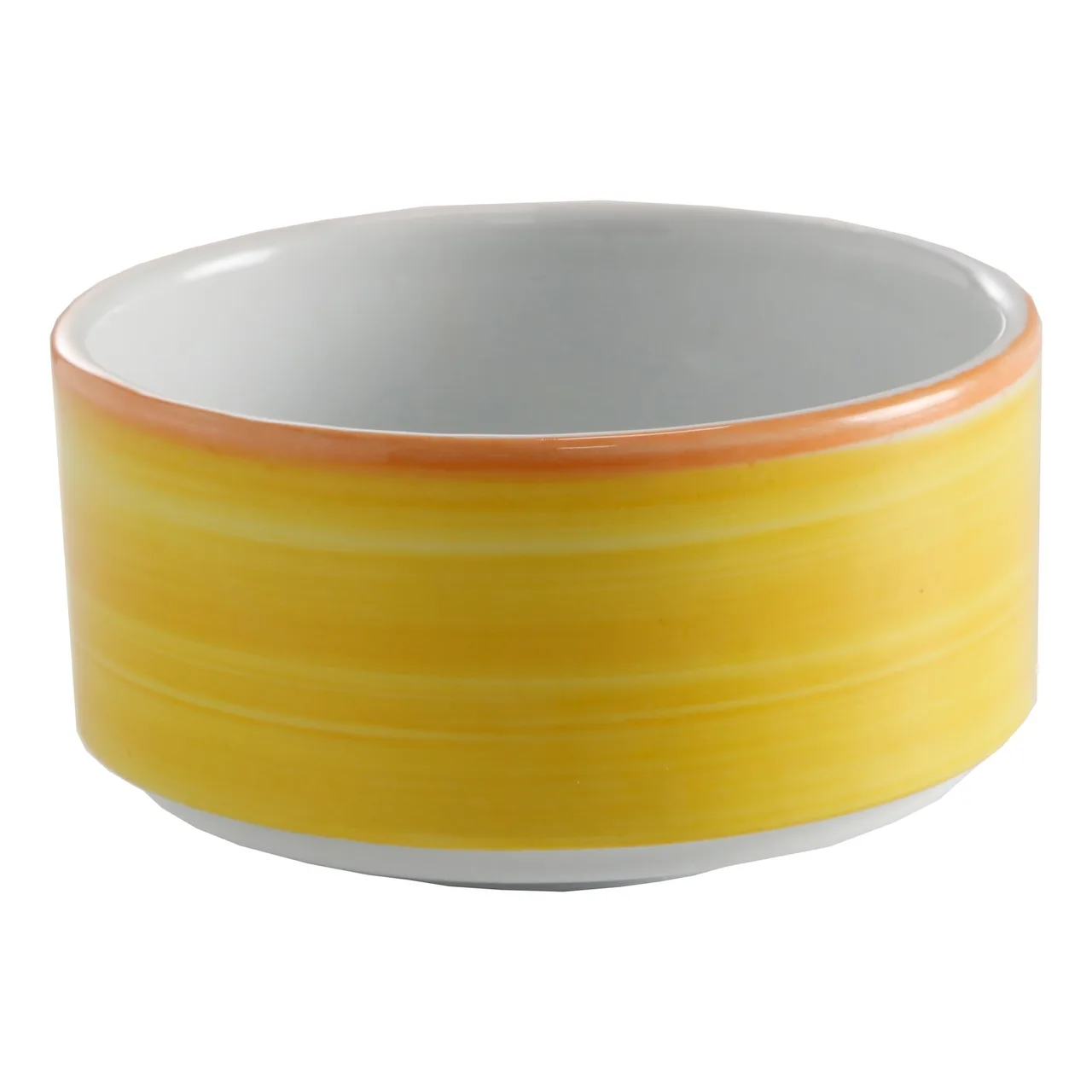 GET PA1600905124 Soup Cup – 11 oz, 4" Porcelain, Orange Edge, Microwave Safe, Stackable - Dozen