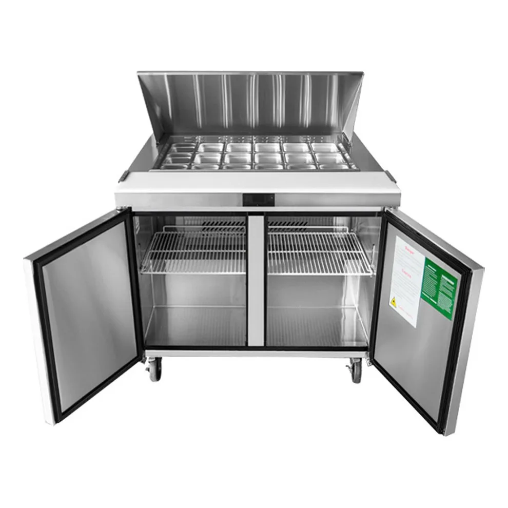 Atosa USA MSF8306GR 48“ Two Section Mega Top Sandwich/Salad Prep Table w/ 2 Doors, 18 Pans