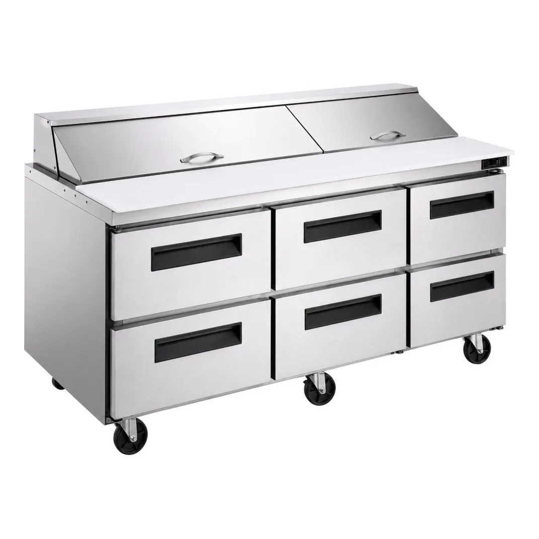 Dukers DSP72-18-D6 72 1/2" Sandwich/Salad Prep Table w/ Refrigerated Base, 115v