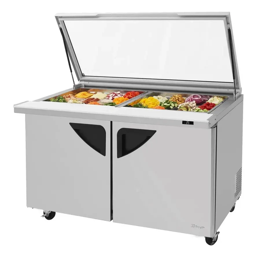 Turbo Air TST-60SD-24-N-GL 60″ Mega Top Sandwich/Salad Prep Table w/ 2 Doors, 24 Pans
