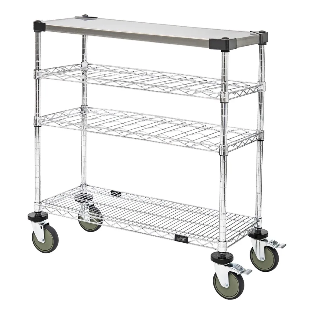 Quantum WRC-1448WSC-1SS Wine Display / Worktable Cart - 48"W X 14"D X 40"H