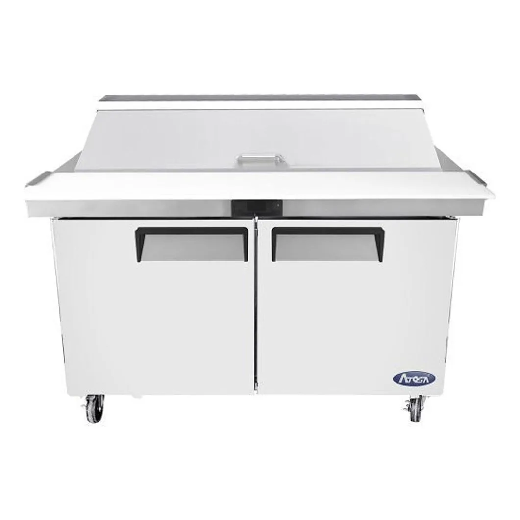 Atosa USA MSF8303GR 60" Two Section Sandwich/Salad Prep Table w/ 2 Solid Doors, 16 Pans