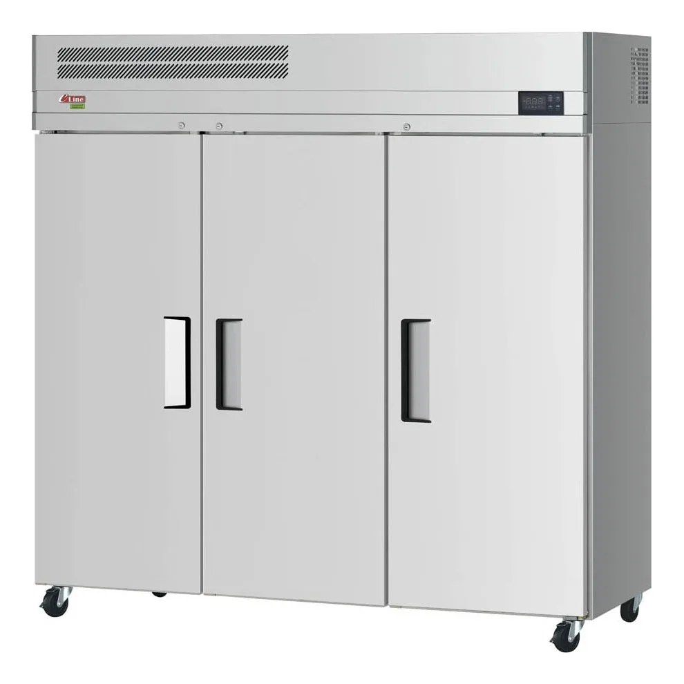 Turbo Air ER72-3-N-V 77″ Three Section Reach-In Refrigerator w/ 3 Solid Doors, Top Mount, 66 cu. ft.