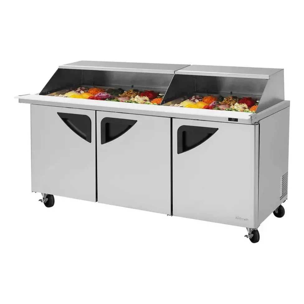 Turbo Air TST-72SD-30-N-SL 72″ Mega Top Sandwich/Salad Prep Table w/ 3 Doors, 30 Pans