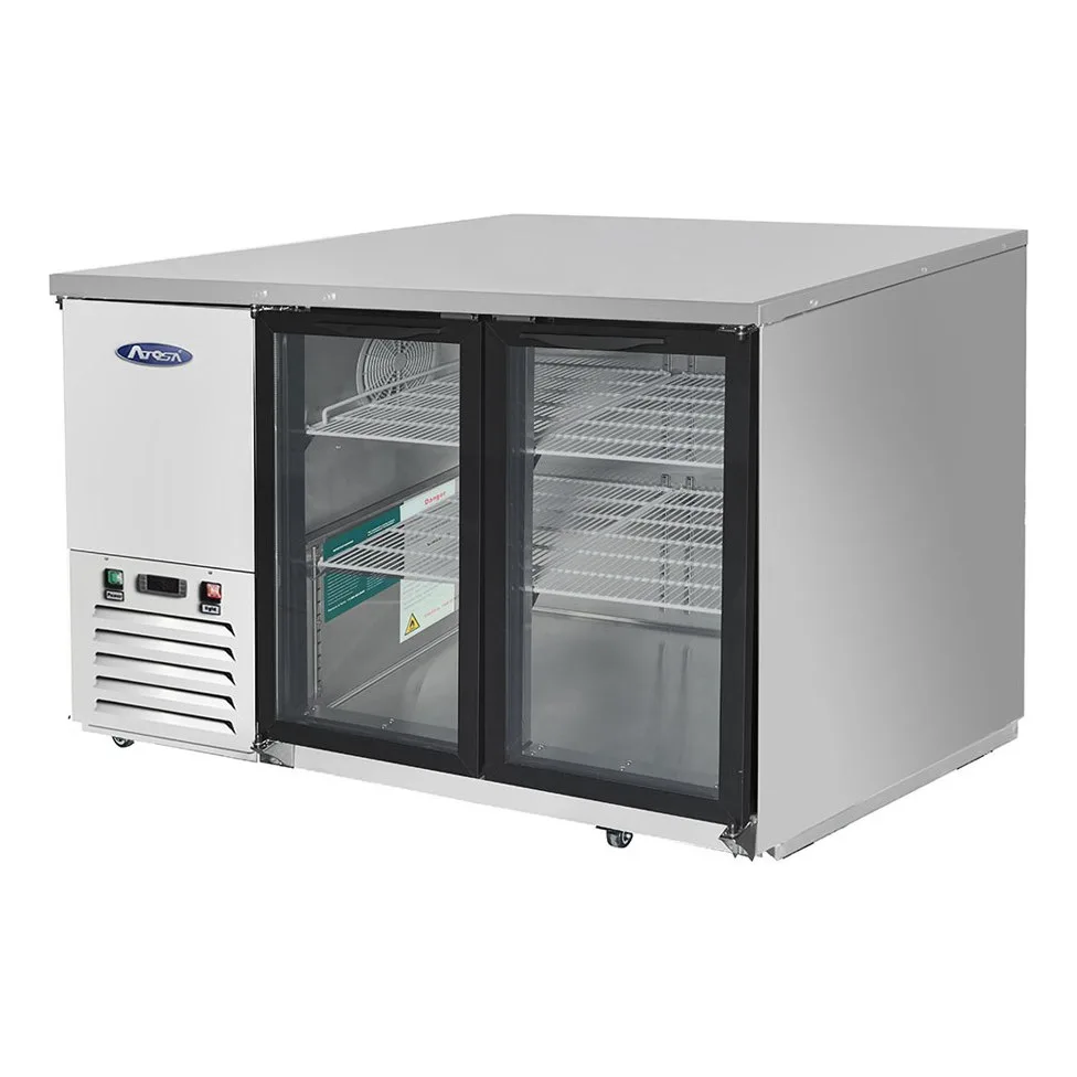 Atosa USA MBB59GGR 57“ Two Section Back Bar Cooler with Glass Door, 17.3 cu. ft.
