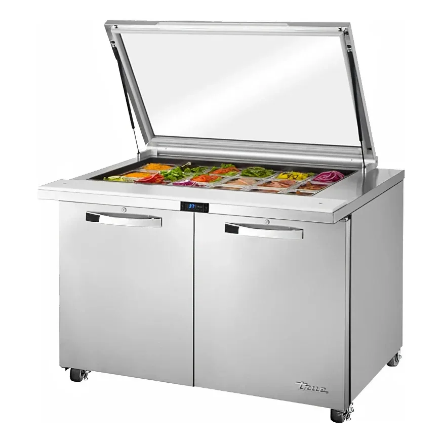 True TSSU-48-18M-B-FGLID-HC~SPEC3 48″ Spec Series® Mega Top Sandwich/Salad Prep Table w/ Refrigerated Base, 115v